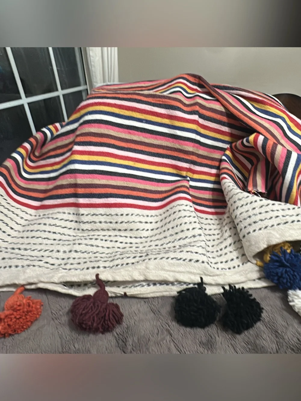 colorful striped Moroccan cotton throw blanket 59X72 (mix52)